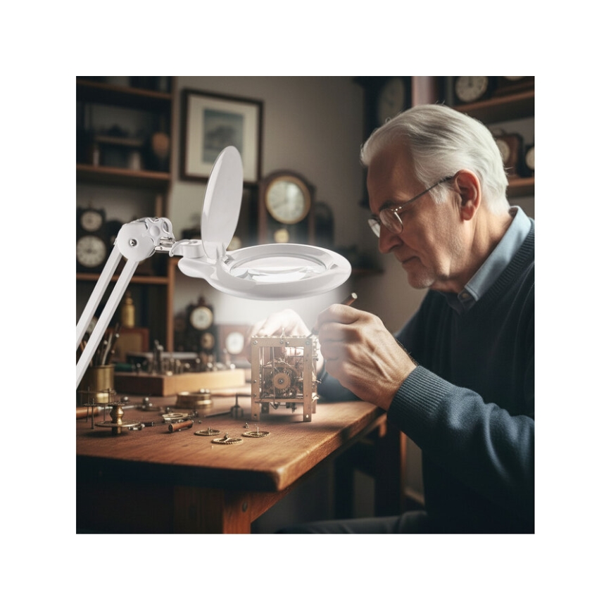 Extol - dimbare LED-bureaulamp met loep LED/10W/230V wit