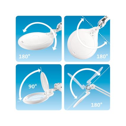 Extol - dimbare LED-bureaulamp met loep LED/10W/230V wit