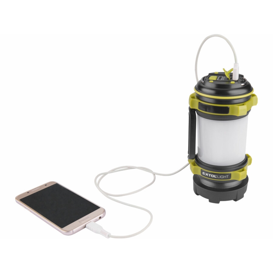 Extol - Dimbare LED Zaklamp met Power bank LED/2600 mAh/3,7V IPX4