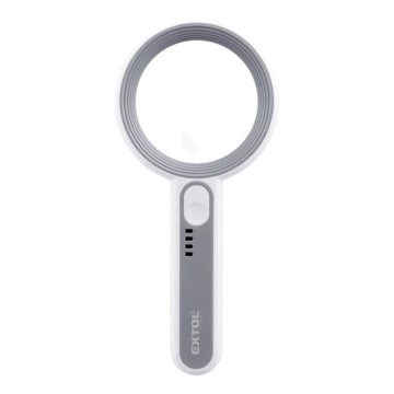 Extol - Dimbare oplaadbare loep met LED‑verlichting, 650 mAh, wit/grijs