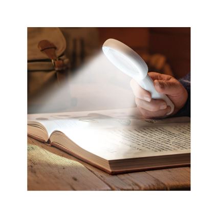 Extol - Dimbare oplaadbare loep met LED‑verlichting, 650 mAh, wit/grijs