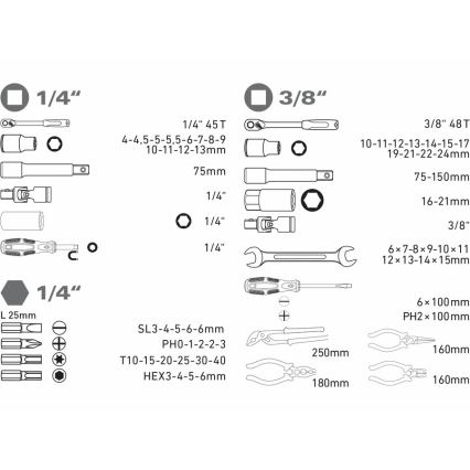 Extol - Gereedschapset 65 st