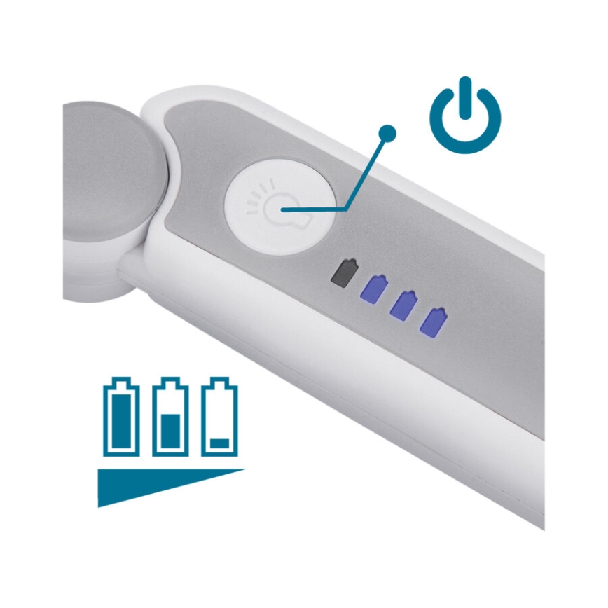 Extol - LED dimbare oplaadbare opvouwbare loep met LED-verlichting/650 mAh wit/grijs
