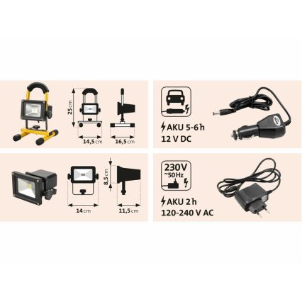 Extol - Oplaadbare LED-schijnwerper LED/10W/3600 mAh/8,4V IP65
