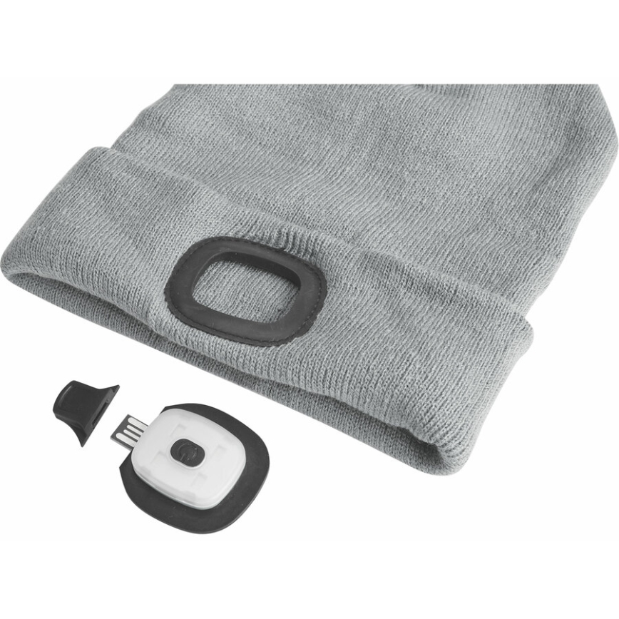 Extol - Muts met geïntegreerde hoofdlamp en USB-oplaadbare 300 mAh-accu, grijs, one-size