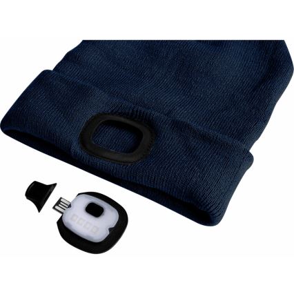 Extol - Muts met hoofdlamp en USB-oplaadbare 250 mAh batterij, blauw, uni-maat