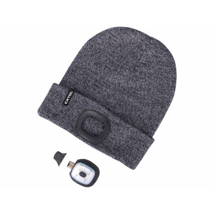Extol - Muts met hoofdlamp en USB-oplaadbare 300 mAh-batterij, grijs, maat UNI