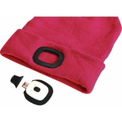 Extol - Muts met hoofdlamp en USB-oplader 300 mAh roze maat UNI