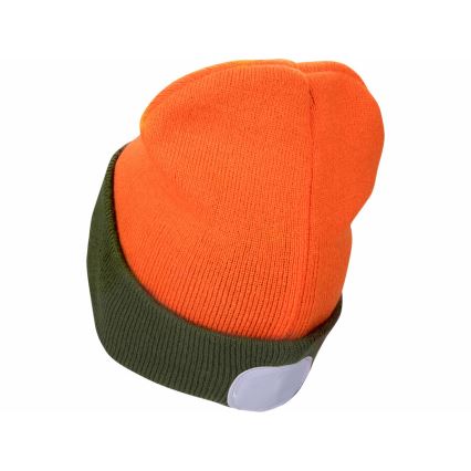 Extol - Muts met ingebouwde hoofdlamp, USB-oplaadbare 300 mAh-accu, neonoranje/neongroen, maat UNI