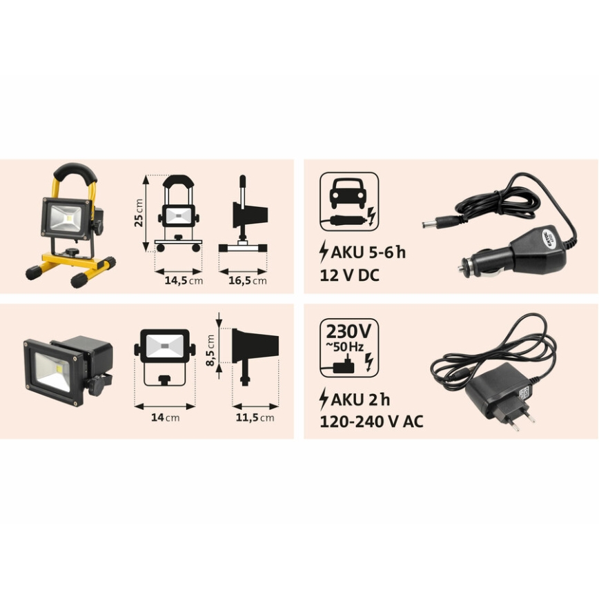 Extol - Oplaadbare LED Schijnwerper LED/10W/3600 mAh/8,4V IP65