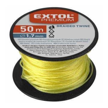 Extol Premium - Constructiekoord 1.7mm x 50m geel