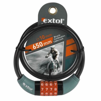 Extol Premium - Fietsslot met een koord 10x650 mm en viercijferige code