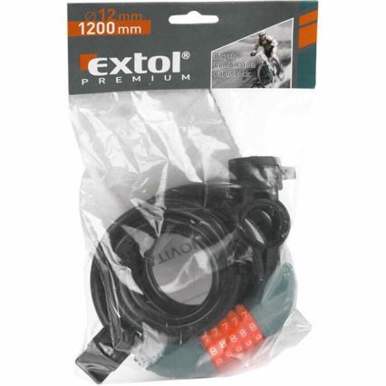 Extol Premium - Fietsslot met kabel 12x1200 mm en vijfcijferige code