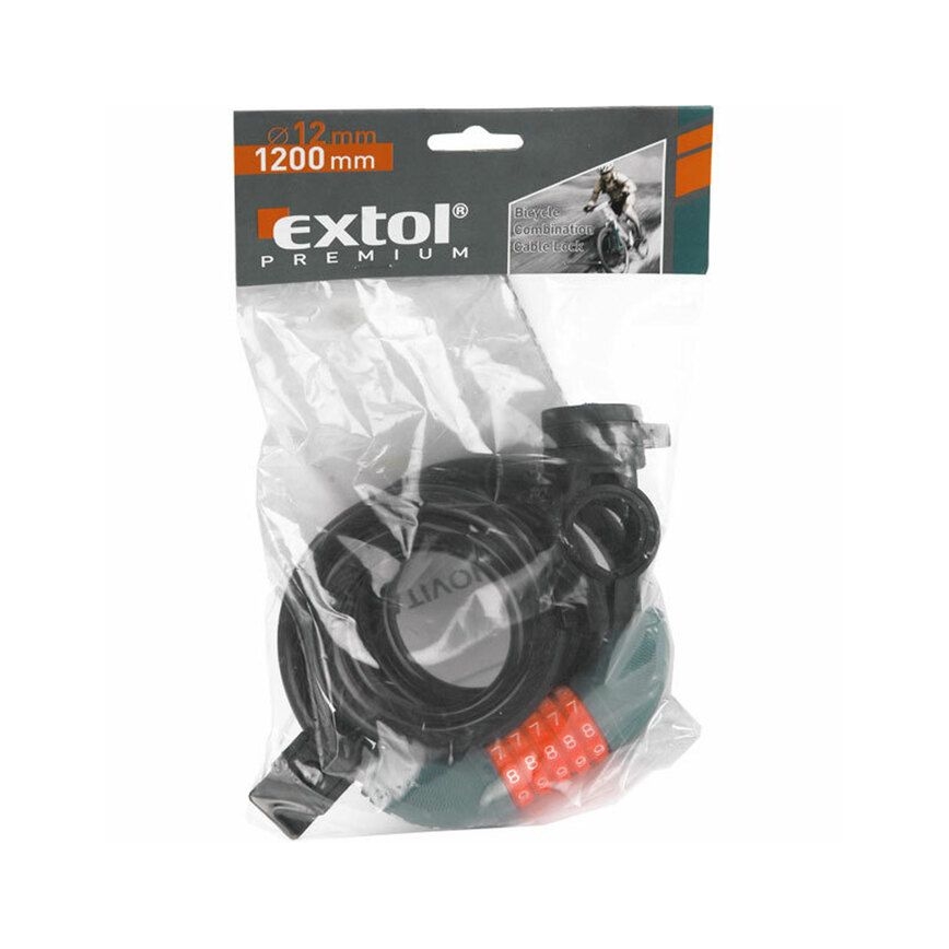 Extol Premium - Fietsslot met kabel 12x1200 mm en vijfcijferige code