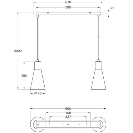 Fabas 2753/46/138 - Hanglamp aan koord DIANA 2xE27/60W/230V