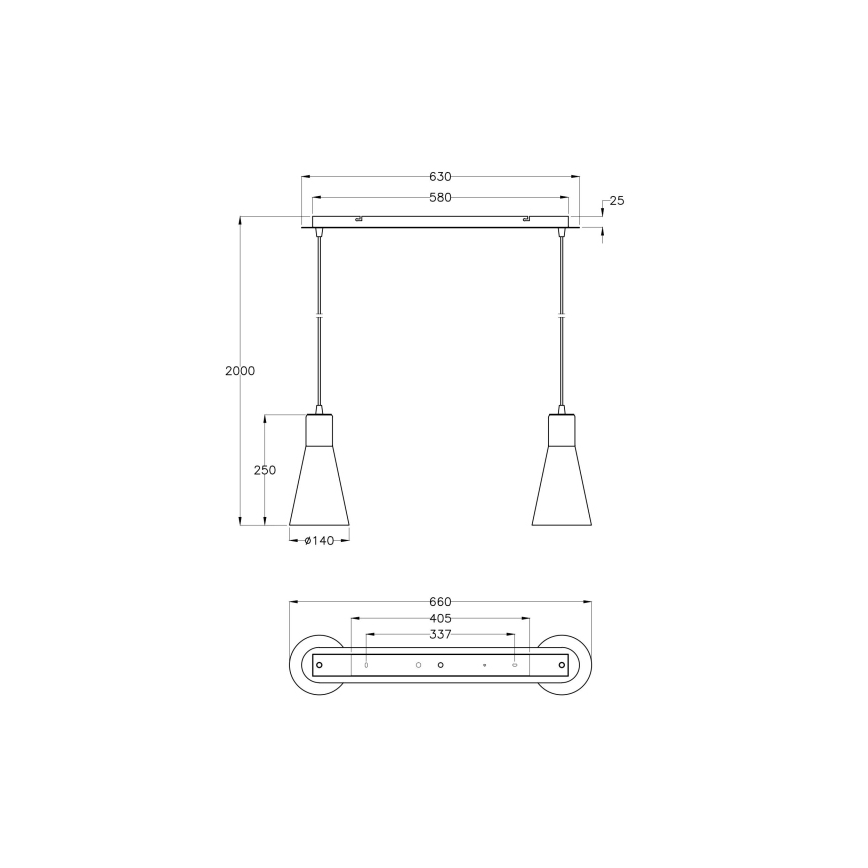 Fabas 2753/46/138 - Hanglamp aan koord DIANA 2xE27/60W/230V