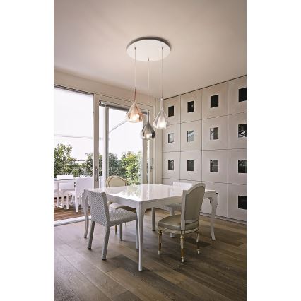 Fabas Luce 3481-47-297 - Hanglamp aan een koord LILA 3xE27/40W/230V goud/grijs/doorzichtig