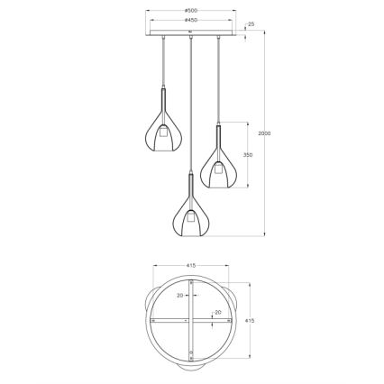 Fabas Luce 3481-47-297 - Hanglamp aan een koord LILA 3xE27/40W/230V goud/grijs/doorzichtig