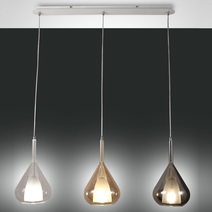 Fabas Luce 3481-48-297 - Hanglamp aan een koord LILA 3xE27/40W/230V doorzichtig/goud/grijs