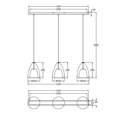 Fabas Luce 3673-48-125 - Hanglamp aan een koord BRITTON 3xE27/40W/230V goud