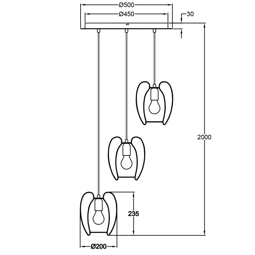 Fabas Luce 3677-47-101 - Hanglamp aan een koord CAMP 3xE27/40W/230V zwart