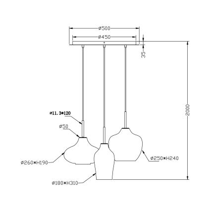 Fabas Luce 3725-47-363 - Hanglamp aan een koord OLBIA 3xE27/40W/230V