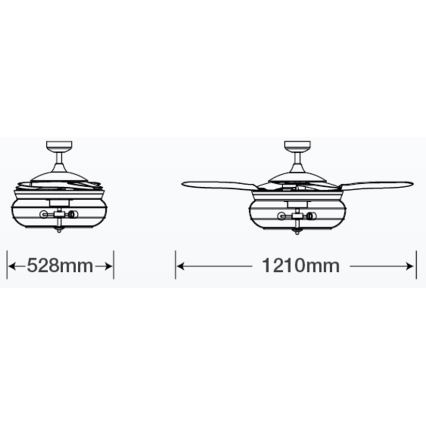 FANAWAY 212920 - LED-plafondventilator INDUSTRI 3xE27/4W/230V zwart + afstandsbediening