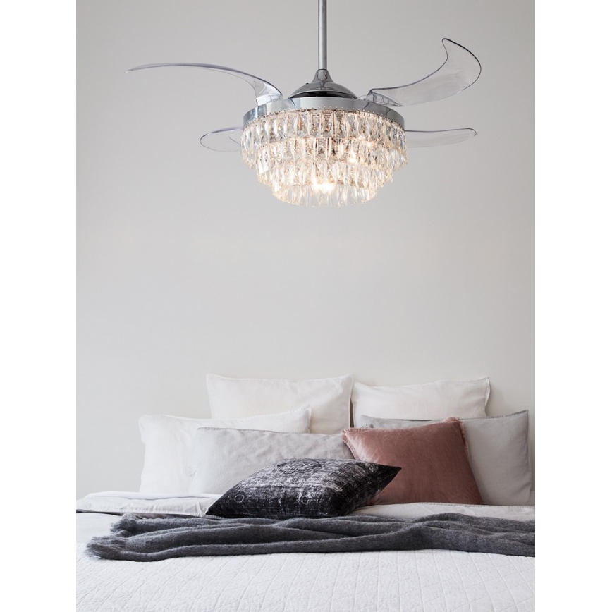 FANAWAY 212923 - LED-plafondventilator VEIL 6xE14/4,5W/230V glanzend chroom + afstandsbediening