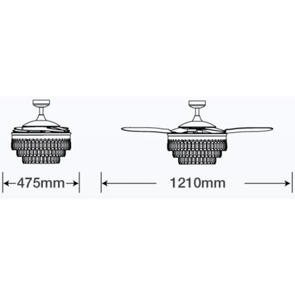 FANAWAY 212923 - LED-plafondventilator VEIL 6xE14/4,5W/230V glanzend chroom + afstandsbediening