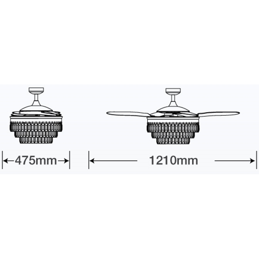 FANAWAY 212923 - LED-plafondventilator VEIL 6xE14/4,5W/230V glanzend chroom + afstandsbediening