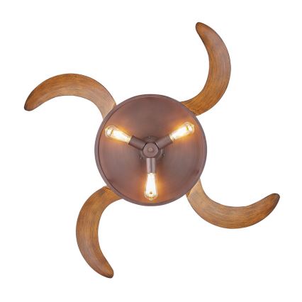 FANAWAY 212925 - LED Plafondventilator CLASSIC 3xE27/4W/230V bruin + afstandsbediening