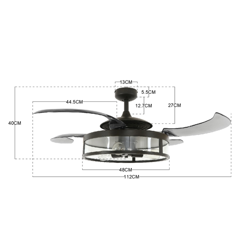 FANAWAY 212927 - LED-plafondventilator CLASSIC 3xE27/4W/230V zwart Ø 112 cm + afstandsbediening