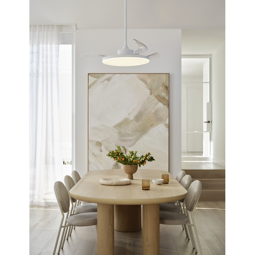 FANAWAY 21612949 - LED dimbare plafondventilator STROLL LED/30W/230V 2700/3500/5000K diameter 106 cm wit/doorzichtig + afstandsbediening