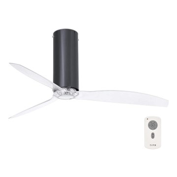 FARO 32035 - Plafondventilator TUBE FAN zwart/doorzichtig + afstandsbediening