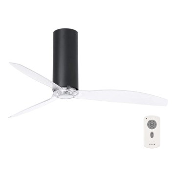 FARO 32036 - Plafondventilator TUBE FAN zwart/doorzichtig + afstandsbediening