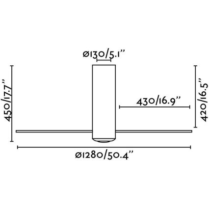 FARO 32036 - Plafondventilator TUBE FAN zwart/doorzichtig + afstandsbediening