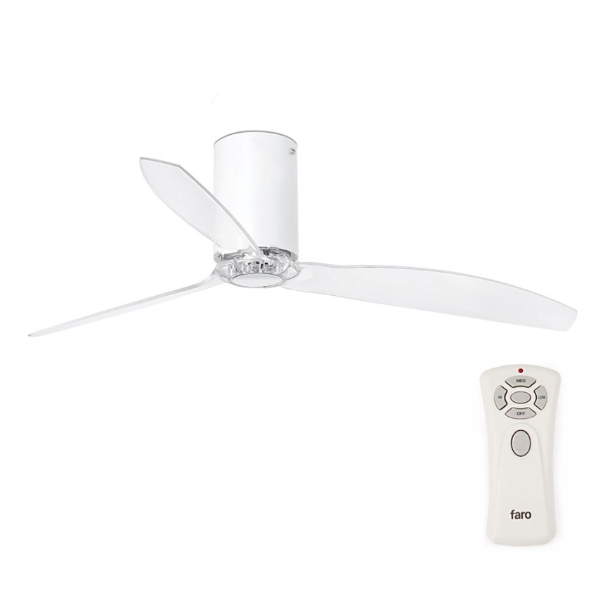 FARO 32039 - Plafondventilator MINI TUBE VENTIL transparant Ø 128 cm + afstandsbediening
