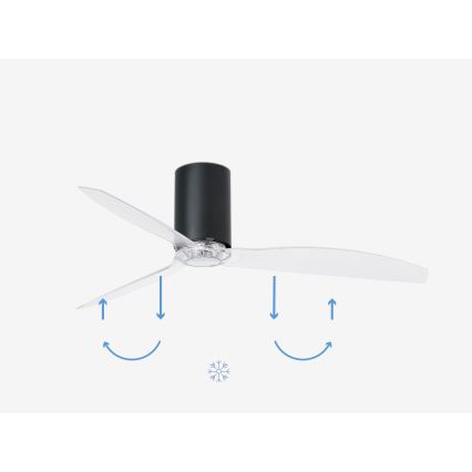 FARO 32041WP - Plafondventilator MINI TUBE FAN M zwart/doorzichtig diameter 128 cm SMART + afstandsbediening