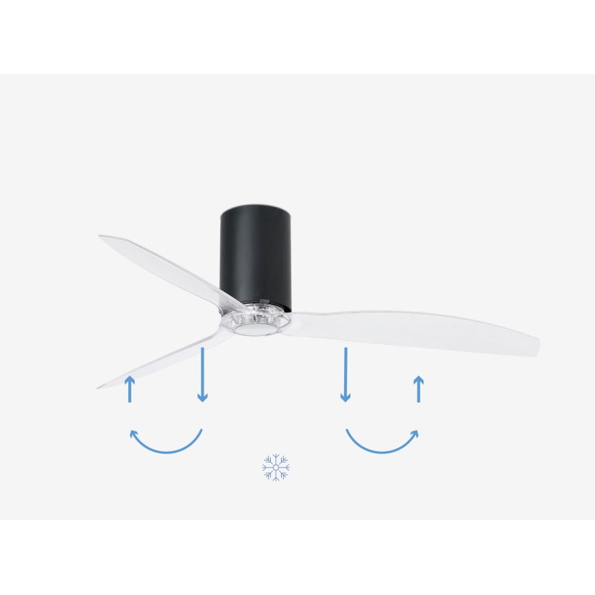 FARO 32041WP - Plafondventilator MINI TUBE FAN M zwart/doorzichtig diameter 128 cm SMART + afstandsbediening