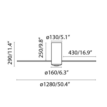 FARO 32041WP - Plafondventilator MINI TUBE FAN M zwart/doorzichtig diameter 128 cm SMART + afstandsbediening