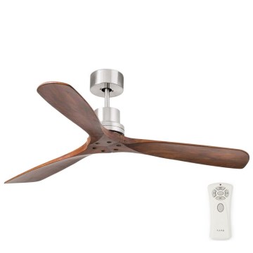 FARO 33370DC - Plafondventilator LANTAU bruin/mat chroom d. 132 cm + afstandsbediening