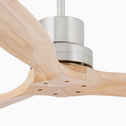 FARO 33373DC - Plafondventilator LANTAU hout/mat chroom d. 132 cm + afstandsbediening