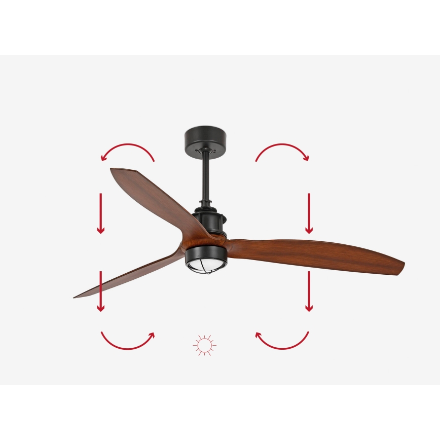 FARO 33395-10 - LED Plafondventilator JUST FAN LED/16W/230V zwart/bruin d. 128 cm + afstandsbediening