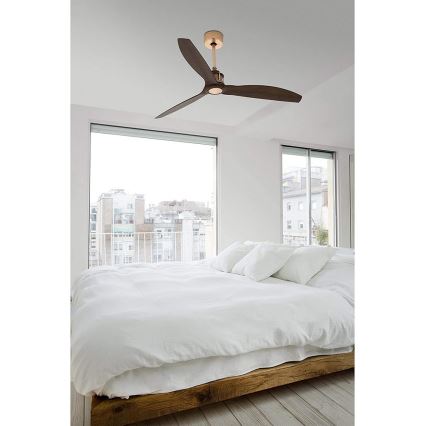 FARO 33423-Plafondventilator JUST FAN bruin/koper d. 81 cm + afstandsbediening