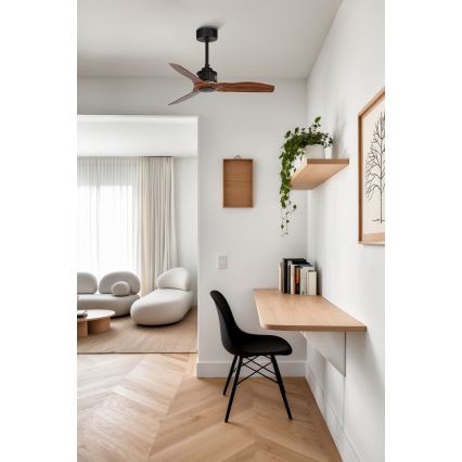FARO 33425WT - Plafondventilator JUST FAN S Ø 81 cm bruin/zwart Wi-Fi Tuya + afstandsbediening