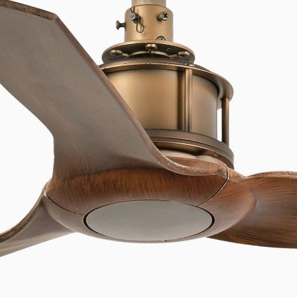 FARO 33428WT - Plafondventilator JUST FAN S Ø 81 cm bruin/messing Wi‑Fi (Tuya) + afstandsbediening