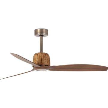 FARO 33436WT - Plafondventilator WEAVER M Ø 128 cm bruin/messing Wi-Fi Tuya + afstandsbediening