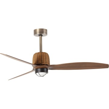 FARO 33436WT1N - Dimbare plafondventilator WEAVER M LED/16W/230V Ø 128 cm bruin/messing Wi-Fi Tuya + afstandsbediening