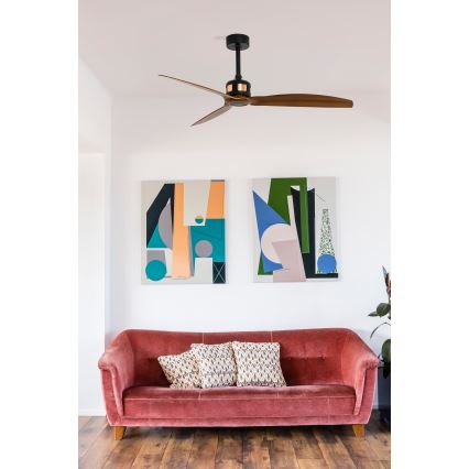 FARO 33451WT - Plafondventilator COPPER FAN M, diameter 128 cm, bruin/zwart, Wi-Fi Tuya + afstandsbediening