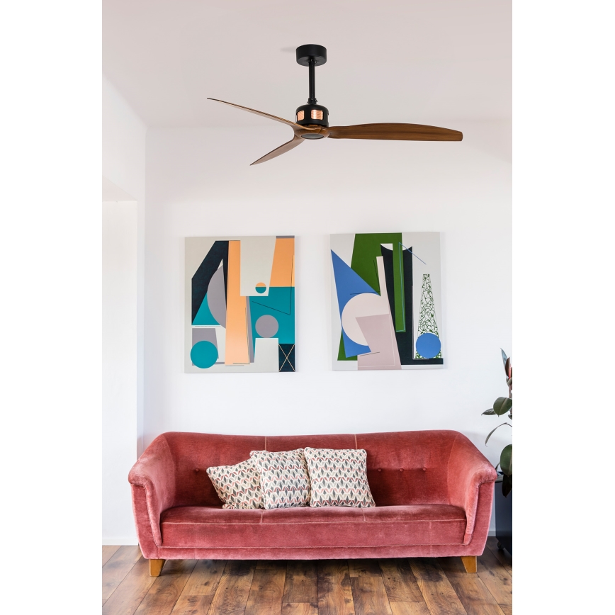FARO 33451WT - Plafondventilator COPPER FAN M, diameter 128 cm, bruin/zwart, Wi-Fi Tuya + afstandsbediening